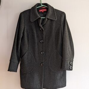 Anne Klein Wool Coat Black Petite Large
